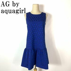 AG by aquagirl ノースリーブワンピース ブルー 総柄 エージーバイ アクアガール 袖なし 青 ポリエステル コットン ポリウレタン M B790