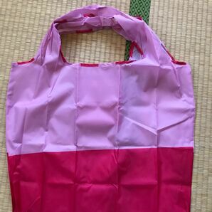 MIKIREI エコバッグ 折りたたみ コンパクト おしゃれ レジ袋　ピンク縞柄