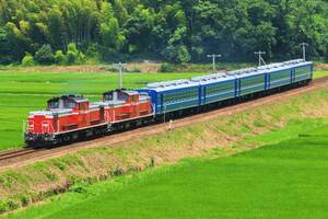 鉄道 デジ 写真 画像 山陰本線 DD51 重連 12系 お召し列車 試運転 4