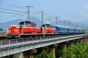 鉄道 デジ 写真 画像 山陰本線 DD51 重連 12系 お召し列車 試運転 7