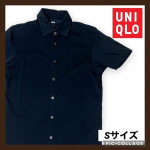 UNIQLO ユニクロ 半袖シャツ エアリズム airism 黒シャツ メンズ Sサイズ シンプル ボタンシャツ ビジネス オフィス 学校 フォーマル 黒色