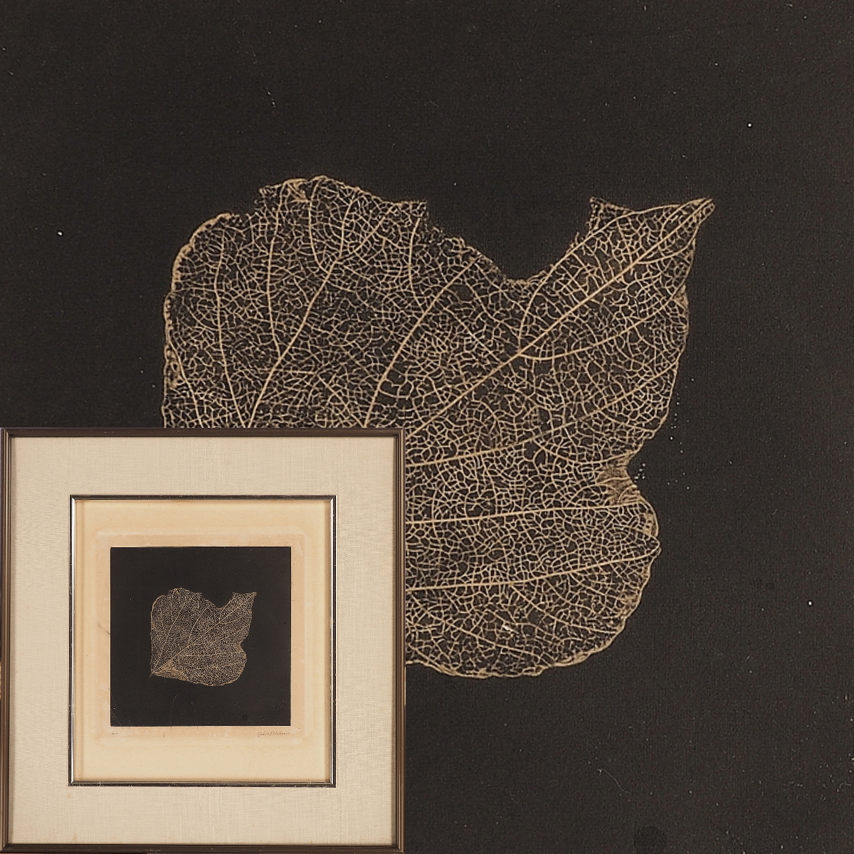 [Prints] [Watarikan] [Hideshima Yukio] 12947 Painting Copperplate Etching Leaf EA Size 0 Kumamoto Minamata Hamada Chimei Inscribed, Artwork, Prints, Copperplate engraving, etching