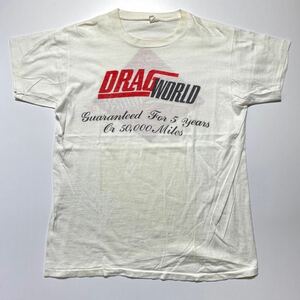 【L】1960s Vintage DRAG WORLD Print Tee 1960年代 ヴィンテージ ドラッグレース ワールド ホットロッド Tシャツ 染み込みプリント G1867