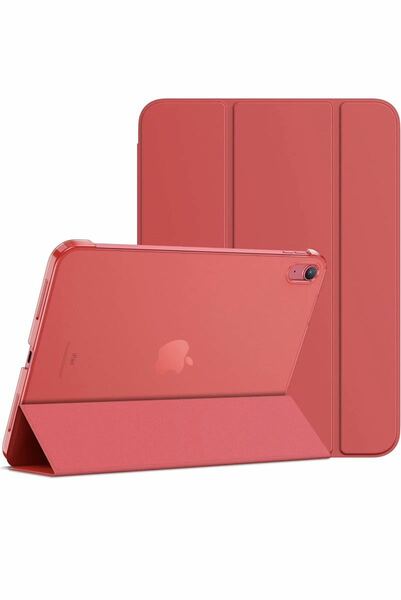 iPad 10世代 ケース 2022 10.9インチ 軽量 耐衝撃 三つ折り スタンド スマートカバー　赤色　iPadケース　新入荷