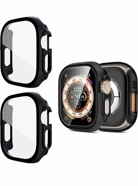 「2枚セット」Apple Watch Ultra 用 ケース 49mm アップルウォッチウルトラ カバー Series ultra 保護カバー 一体型 曇らない