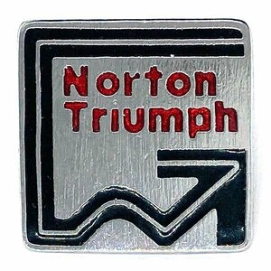 ノートン/トライアンフ ピンバッジ シルバー/レッド/ブラック Norton Triumph Pin Silver/Red/Black 英車 バイク バイカー