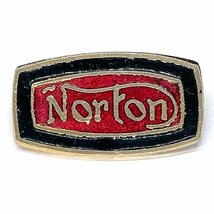 ノートン ビンテージ ピンバッジ ブラック/レッド Norton Vintage Pin Black/Red 英車 バイク バイカー カフェレーサー Cafe Racer_画像1