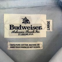 【美品】　90s　USA製　Budweiser　バドワイザー　長袖シャツ　ボタンダウンシャツ　ホワイト　メンズ　Lサイズ　レトロ　US古着　企業系_画像5