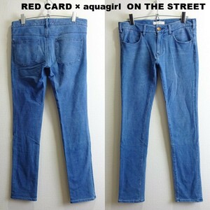 即決★ 送料無★ レッドカード×アクアガール ONTHE STREET　スウェットスキニーデニム　W78cm　ストレッチ　レディース　RED CARD　F954