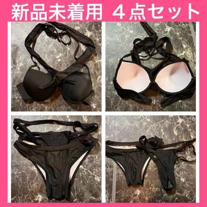 [ new goods not yet have on ] swimsuit black 4 point set bikini separate T bag attaching [ tops 1, bottoms 2, black. under pants 1]