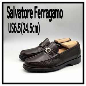 Salvatore Ferragamo (サルヴァトーレフェラガモ) ガンチーニ ビットローファー シボレザー ブラウン US6.5 24.5cm イタリア 革靴 シューズ