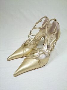 [ unused goods ] Novesrazio NOVES PAZIOpo Inte dotu pumps champagne gold high heel 23.5