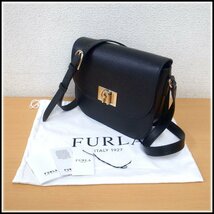 5129T 【本物保証】 FURLA フルラ　BAXPACO ARE000　斜め掛けショルダーバッグ　レザー　ブラック　美品_画像1