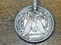純銀925バチカン使用 1878 モルガン コイン スカル エングレービング 彫金 レプリカ 裏イーグル 1ドル銀貨 インディアンジュエリー_画像3