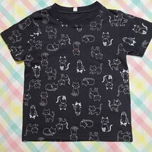 130半袖Tシャツ 猫 ブラック_画像1
