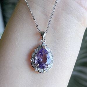 天然石 逸品アメジスト（紫水晶）s925のネックレス(番号A2725）