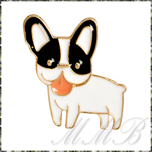 [BROOCH] Lapel Pin Puppy Dog エナメル彩色 可愛い子犬 ジャケット スーツ襟PINS ピンブローチ (ボストンテリア)