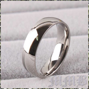 [RING] White Gold Filled High Polish Round 6mm smooth shell circle white gold ring 13 number (3.9g)
