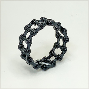 [RING] Black Mechanical Motorcycle Bicycle Chain ブラック メカニカル バイク チェーン デザイン ステンレス リング 21号 【送料無料】
