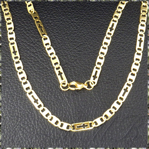 [NECKLACE] 18KGP Cross hole 10 character . design Mali time Figaro plate link chain Gold necklace 4.5x490mm (8.5g)