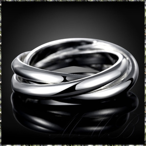 [RING] Silver Plated Trinity Three Circles ビューティフル トリニティ スリーサークル 3連 シルバー リング 11号 (5.5g) 【送料無料】