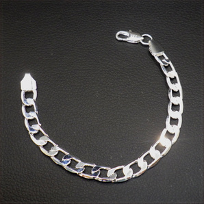 [BRACELET] 925 Sterling Silver Plated 6面カット オーバル 喜平 チェーン シルバー ブレスレット 7.5x200mm (12.5g) 【送料無料】の画像2