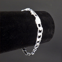 [BRACELET] 925 Sterling Silver Plated 6面カット オーバル 喜平 チェーン シルバー ブレスレット 7.5x200mm (12.5g) 【送料無料】_画像4