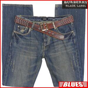 即決★BURBERRY BLACK LABE★W32位 ジーンズ デニム 廃盤 バーバリーブラックレーベル メンズ 73 ノバチェック 三陽商会 ナイト刺繍