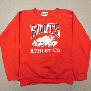 ○希少 良品 ROOTS ルーツ◆カナダ製 スウェット トレーナー S/P 赤 古着◆a