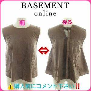 BASEMENT online ノースリーブ カットソー？ブラウス？ モカ フレンチスリーブ バックデザイン