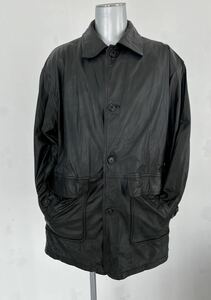 WORLDWIDE STUDIO 80s 90s vintage レザー ハーフ コート L ブラック 牛革 本革 80年代 90年代 ヴィンテージ カウレザー カーコート 古着