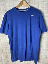 ☆US古着 NIKE ナイキ DRI-FIT ドライFIT Tシャツ 速乾 スポーツ ロゴプリント ブルー青【M】コットンポリ　　◆3730◆_画像2