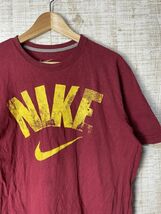 ☆US古着 NIKE ナイキ Tシャツ ロゴ プリント エンジ赤系【L】コットン　　　　　◆3743◆_画像1