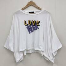 19SS UNDERCOVER ビッグシルエット クロップド Tシャツ LOVE FEAR ホワイト アンダーカバー ワイド 半袖 カットソー archive 2090543_画像1