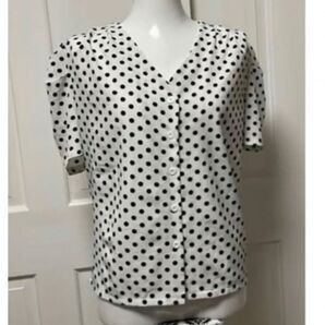 美品 select MOCA ドット柄 半袖 前開き トップス