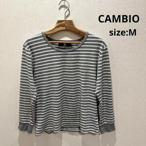 カンビオ CAMBIO Tシャツ カットソー 七分 メンズ ボーダー グレー M