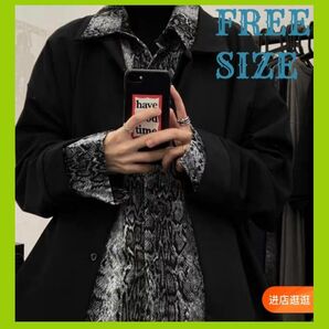 【人気】パイソン柄 レイヤード 長袖シャツ トレンド ユニセックス ストリート系