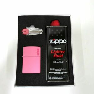 未使用 ZIPPO/ジッポー ピンクコーティング ロゴ 未使用フリント＋オイル付き