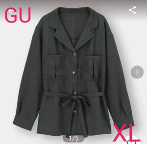 ジーユー GU オープンカラーシャツ グレー XL