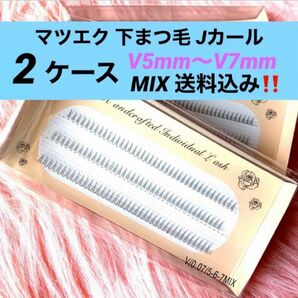 ◆ 新品 マツエク 【 Jカール MIX 】 2ケース V5mm〜V7mm 下まつ毛 部分まつ毛 まつ毛エクステ セルフマツエク