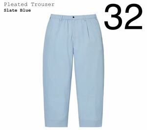 即決 32 supreme pleated trouser スレートブルー