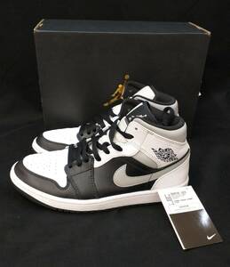 [箱・黒タグ付] NIKE AIR JORDAN 1 MID WHITE SHADOW AJ1 ジョーダン ホワイト シャドー シャドウ 26.5cm 白 灰 554724-073 店舗受取可