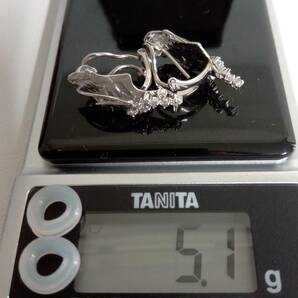 【兼用品】K18WG／ダイヤ付デザイン ピアス兼イヤリング／ダイヤ0.1ct×2／5.1g(シリコン除く)の画像8