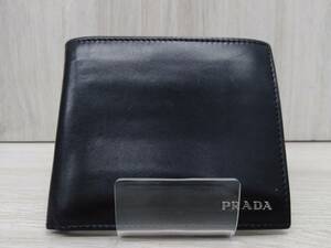 プラダ　PRADA レザー 2M0738 二つ折り財布　黒　ギャランティ付