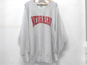 【ヴィンテージ・90's】Champion REVERSE WEAVE NEBRASKA スウェットトレーナー メンズ XLサイズ ライトグレー 刺繍タグ USA製