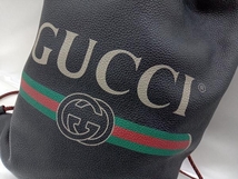 【GUCCI】 グッチ ／494053 525040 バッグ ドロースリング リュック ブラック メンズ レディース 中古_画像2