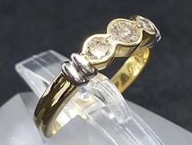 K18 18金 YG Pt900 ダイヤモンド リング 指輪 イエローゴールド プラチナ D0.3ct 2.8g #5.5 店舗受取可_画像2