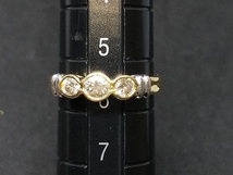 K18 18金 YG Pt900 ダイヤモンド リング 指輪 イエローゴールド プラチナ D0.3ct 2.8g #5.5 店舗受取可_画像7