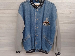 WARNER BROS DENIM STADIUM JACKET ワーナー・ブラザース デニム生地 刺繍入り 背面ビッグロゴ コットン スタジャン サイズM