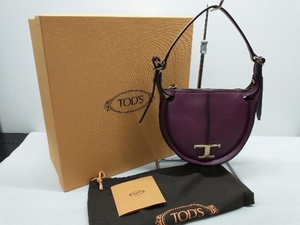 TOD*S time re spo -bo- bag micro handbag T Logo metal leather original leather lady's violet Italy made box storage bag equipped 
